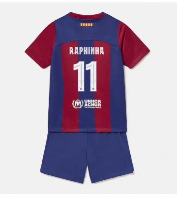 Barcelona Raphinha Belloli #11 Hemmakläder Barn 2023-24 Kortärmad (+ Korta byxor)